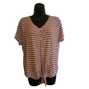 Cupio Red/Blue/White Striped Loose Fitting Blouse Size Large